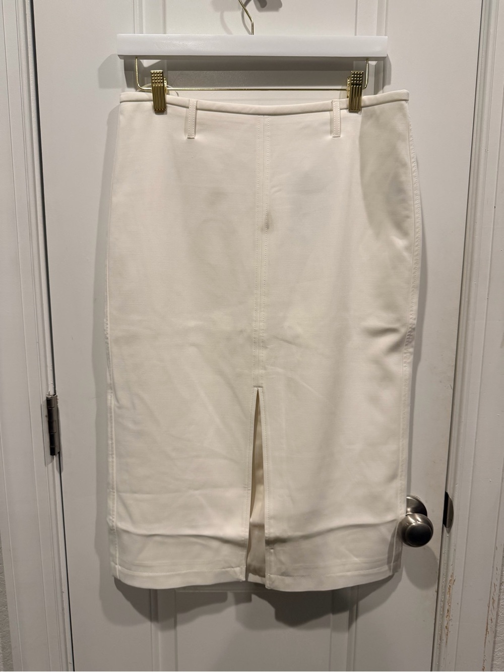 J.Crew NWT Ivory Midi Pencil Skirt Front Slit Size 6